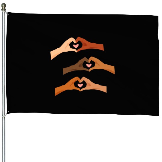 Watercolor Multi Hands Making Hearts House Flags