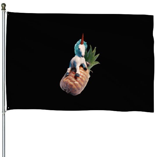 Pineapple unicorn - tropical unicorn House Flags