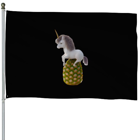 Pineapple unicorn - tropical unicorn House Flags