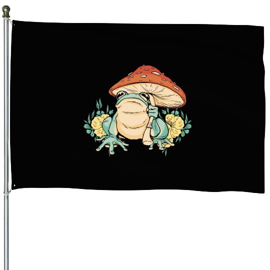 Cottagecore Mushroom Aesthetic Nature Conservation House Flags