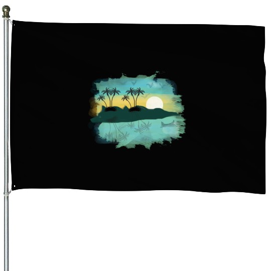 Beach Sunset Watercolor Design Sublimation Art 2 House Flags
