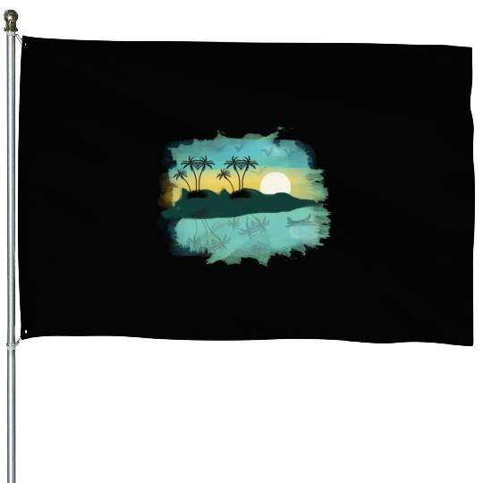 Beach Sunset Watercolor Design Sublimation Art 2 House Flags
