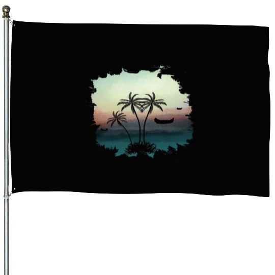 Beach Sunset Watercolor Design Sublimation Art 3 House Flags