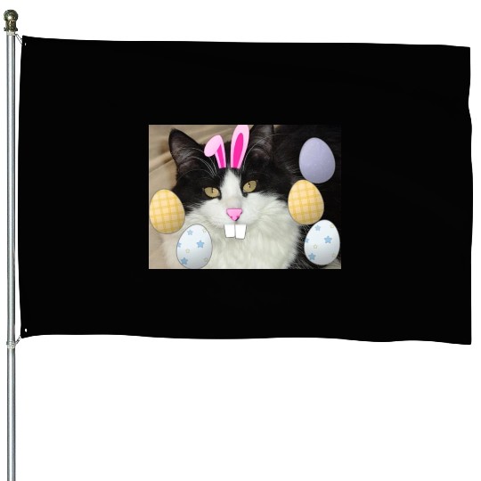 Easter Bunny Cat Face Decor House Flags