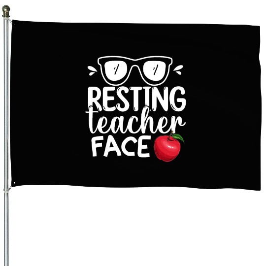 Resting Teacher Face Happy Retirement Plan House Flags