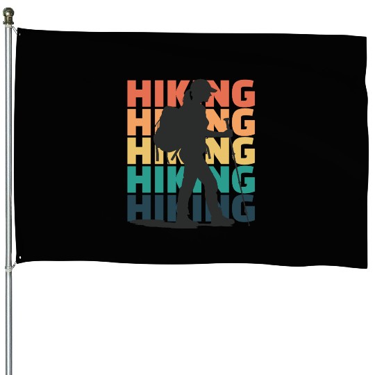 Hiking Female Hiker Retro Vintage House Flags
