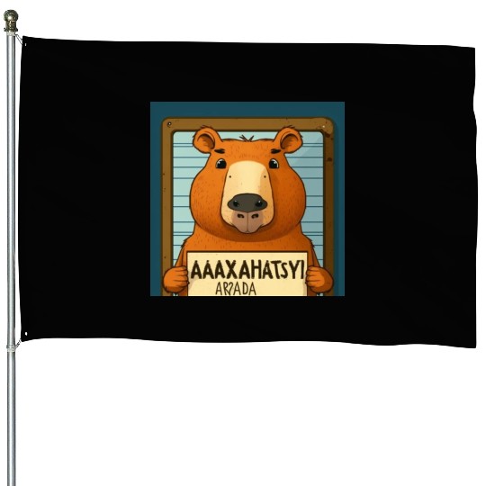 Capybara Mugshot Outlaw: Wanted for 93 Felonies Na House Flags