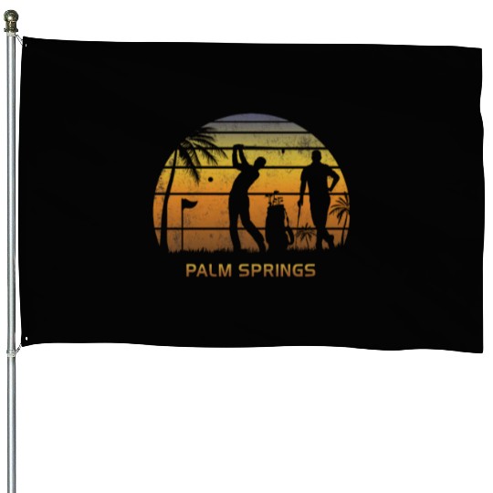 Retro Palm Springs Golf Golfing Fan Golfer Gift House Flags