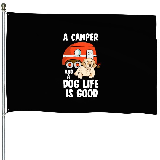 Dog Lover Camping Animal Camper Outdoors House Flags