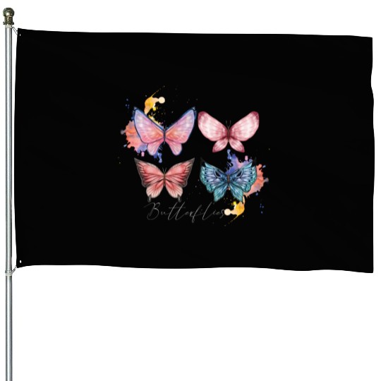 Butterfly Art Cool Nature and love House Flags