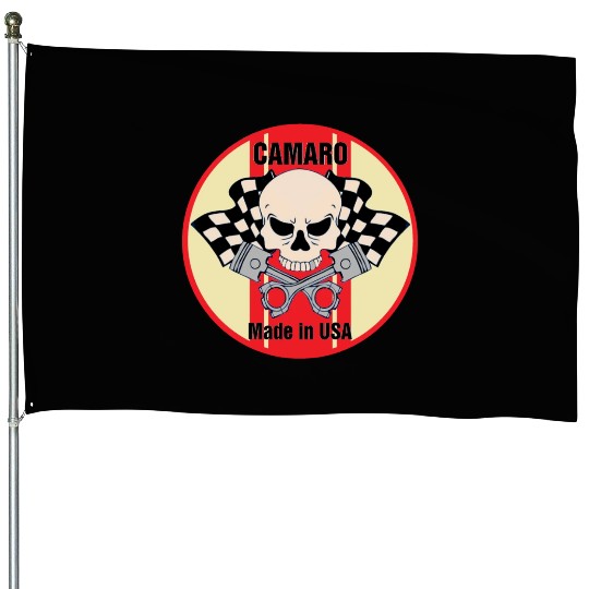 Camaro Made in USA skull & pistons House Flags