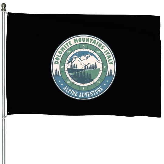 Dolomites Italy Vintage Mountains Hiking Design House Flags