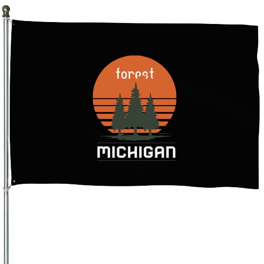 Michigan forest Sunset House Flags
