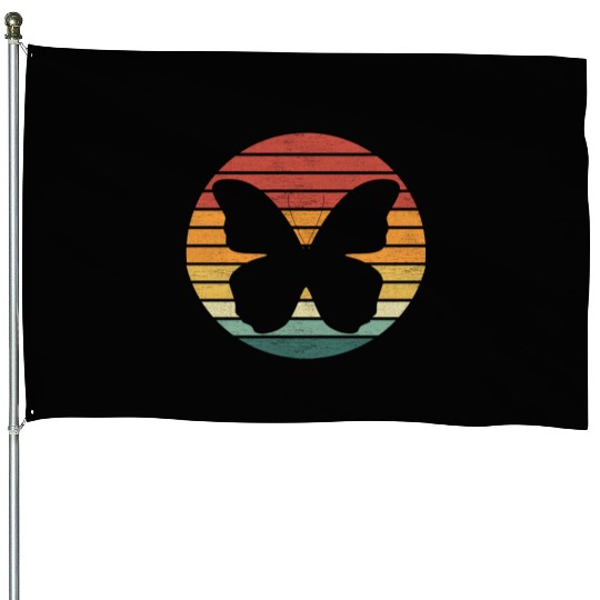 Butterfly Lover - Vintage Sunset Butterfly House Flags