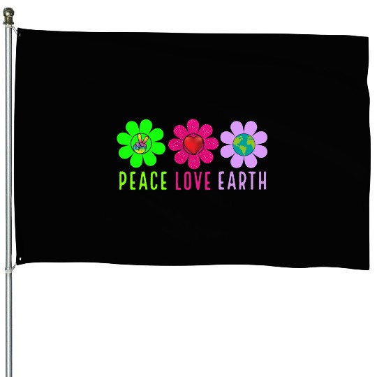 Peace Love Earth, Peace Love People Earth Day House Flags