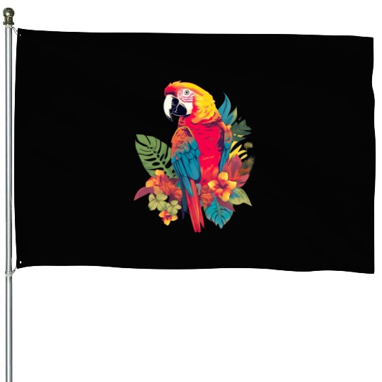 Macaw Parrot for a Bird Lover Animal Lover House Flags