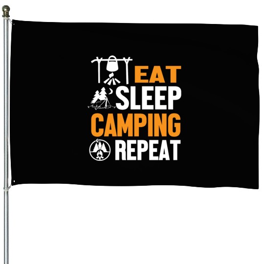 Eat Sleep Camping Weekend Repeat House Flags