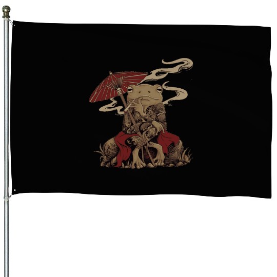 Japanese Frog Chill House Flags