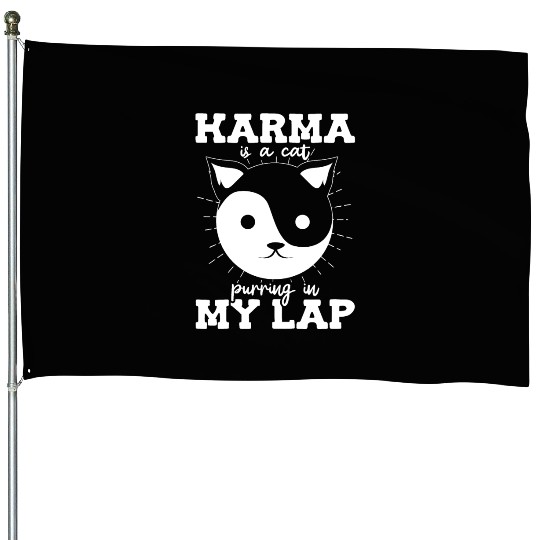 Karma is a Cat Purring in My Lap Witchcraft Tarot House Flags