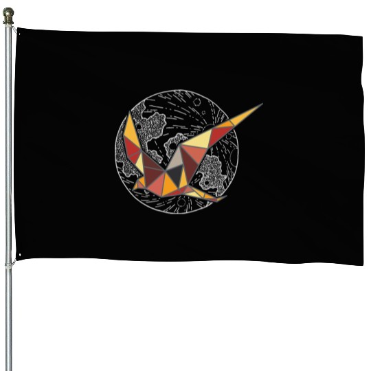 geometric bird House Flags