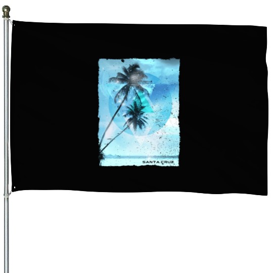 Artistic Santa Cruz California Palm Tree Vacation House Flags