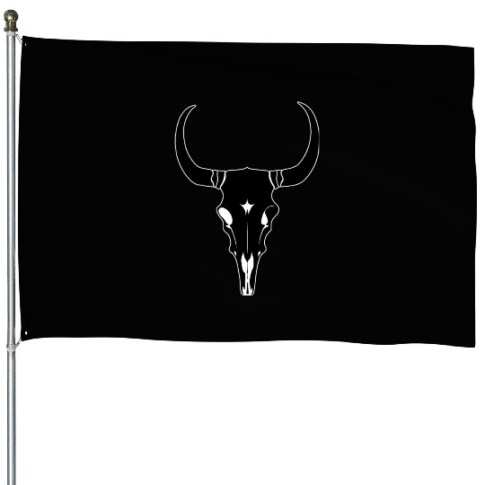 Cattle Skull Cow Skull Rodeo Western Skeleton House Flags
