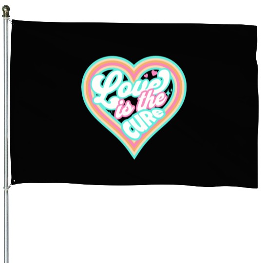 LOVE IS THE CURE (blue) House Flags