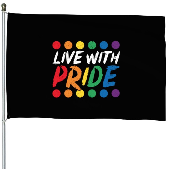 Live With Pride Rainbow Month LGBTQ Gay Pride House Flags