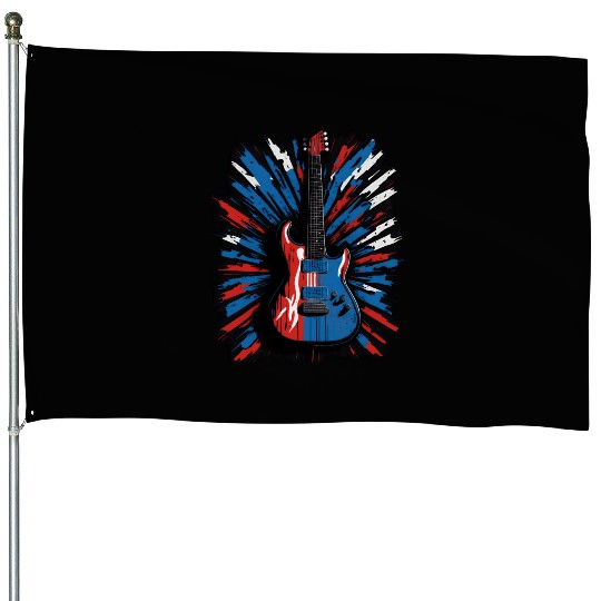 Electric guitar in Union Jack flag colors House Flags