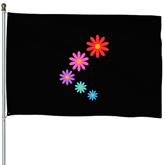 falling multi colored flowers House Flags