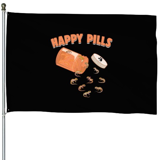 Happy Pills Leopard Gecko Funny Lizard Lovers House Flags