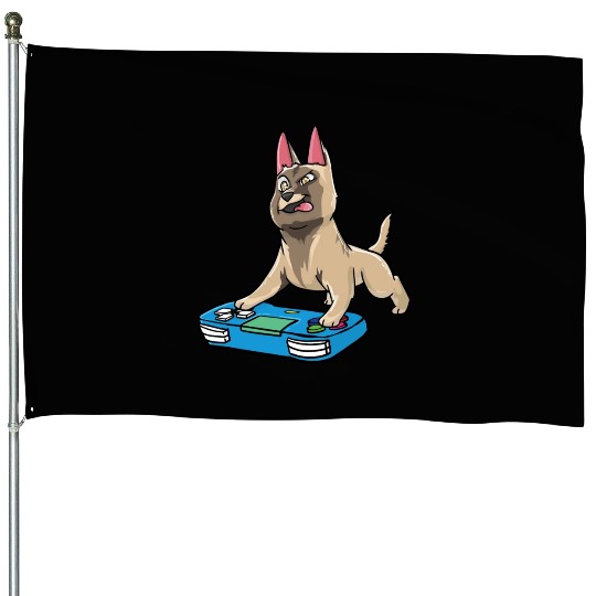Belgian Malinois Gaming Kawaii Gamer Dog Lover House Flags