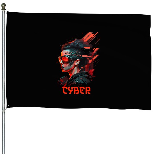 Cyber Girl House Flags