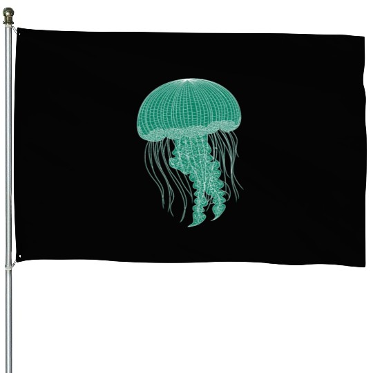 Sea life, Green Jellyfish House Flags