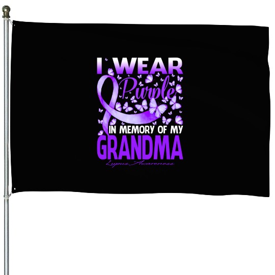 I Wear Purple In Memory Of My Grandma Awareness House Flags