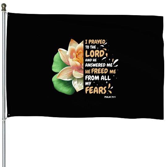 Freed Me From Fear Water Lilly Flower Bible Verse House Flags