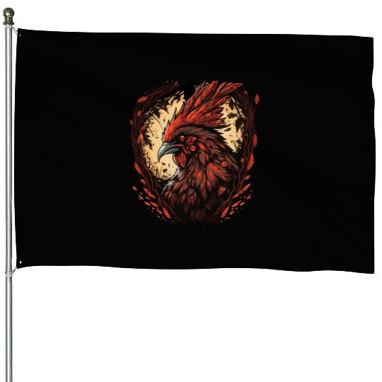 Funny Horror Chicken True Crime Farm Animal Phobia House Flags