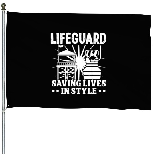 Lifeguard saving lives in style pool guard House Flags