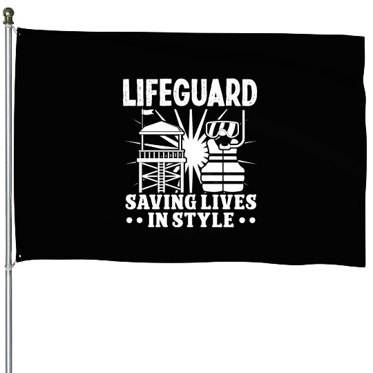 Lifeguard saving lives in style pool guard House Flags