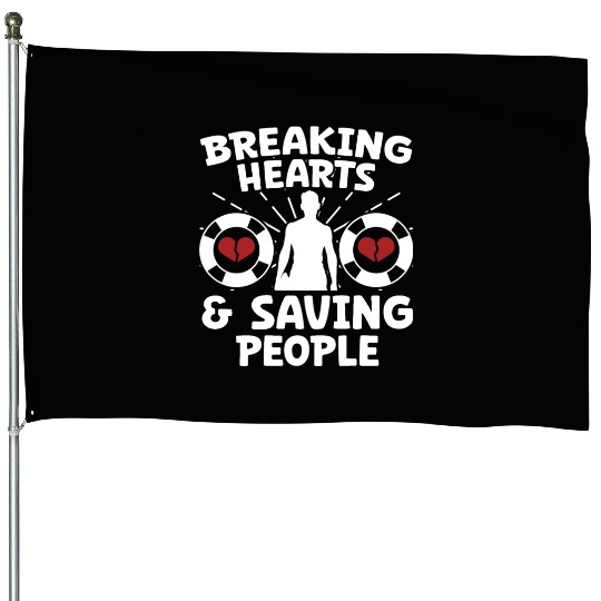 Lifeguard breaking hearts saving people pool guard House Flags