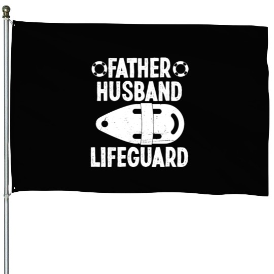Father husband lifeguard swimming pool guard House Flags