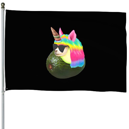 Happy unicorn avocado House Flags