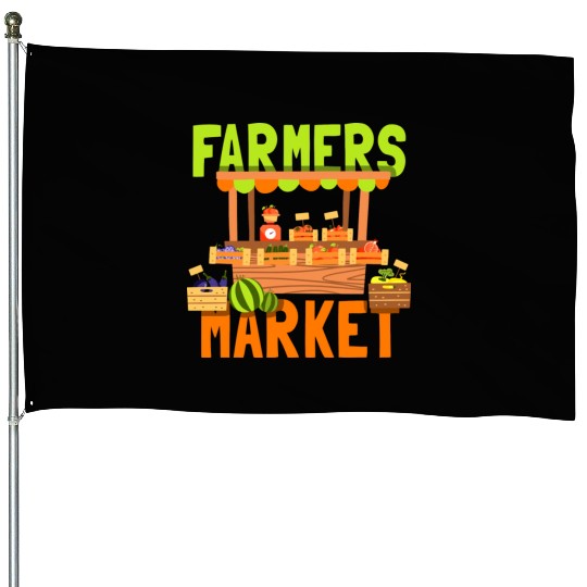 Farmers Market Chicken Farmer Cow Farming House Flags
