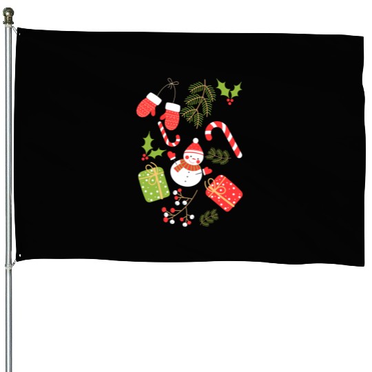 Christmas Time - Christmas Tree Decorations House Flags
