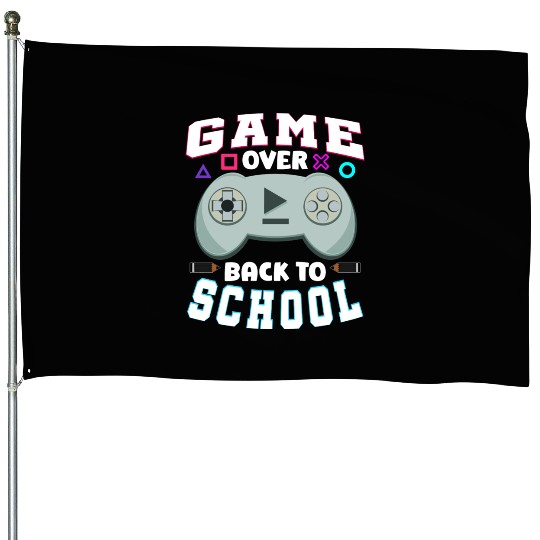 Game Over Gaming Controller Back To School House Flags