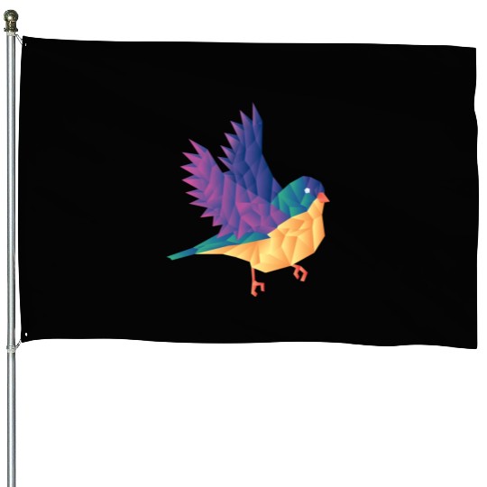 Polygon Shape Multi Colored Bird Pattern Nature House Flags