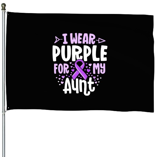 I Wear Purple For My Aunt Alzheimers Family House Flags