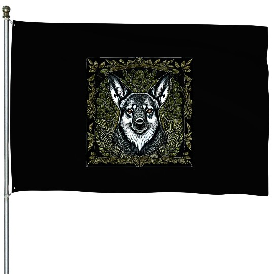 Leaf Whirlwind Corgi House Flags