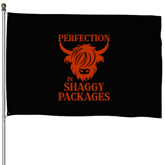 Perfection In Shaggy Packages Highland Cow House Flags