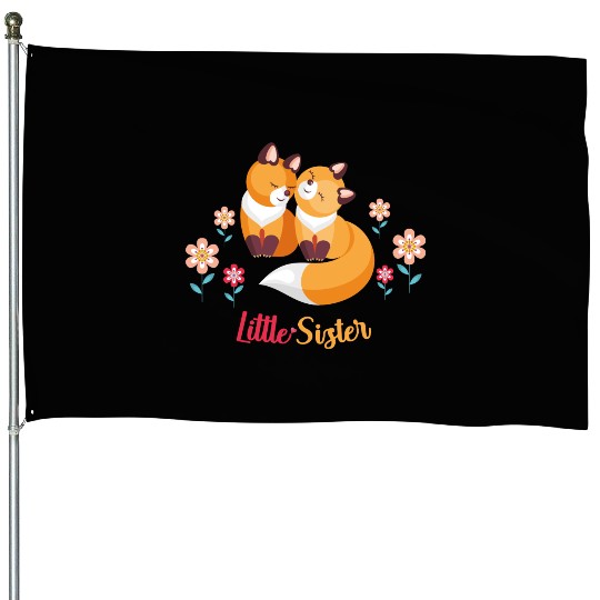 Cute Fox Siblings Gift for Little Sister House Flags
